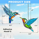 2 Packs Hummingbird Stained Glass Window,Real Handmade Stained Glass Window Hanging,Hummingbird Ornament,Suncatchers Decor for Women Mom Grandma Bird Lovers