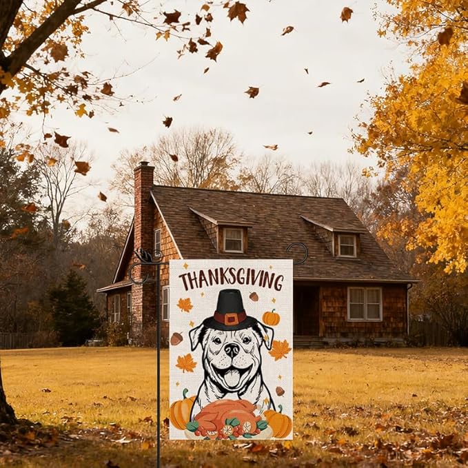 Seasonal Garden Flags Sets - Pitbull Decortions Dog Flags Double Sided Flags Set of 11 Holiday Farmhouse Indoor Outdoor Yard Lawn Christmas Gifts Decor 12.5x18 Inch