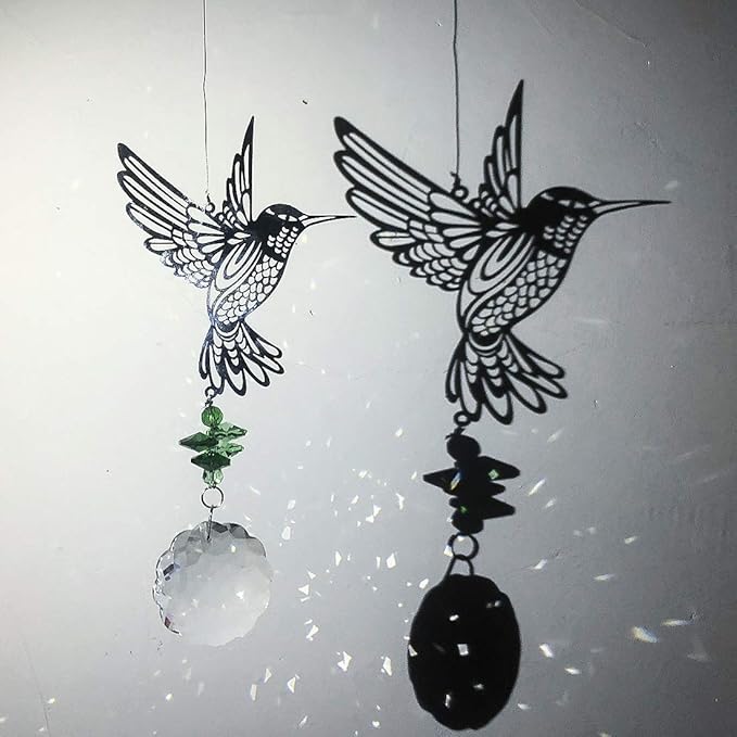 H&D HYALINE & DORA Glass Crystal Flower Prism Rainbow Maker Hummingbird Hanging Window Sun Catcher for Gift