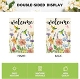 AVOIN colorlife Hummingbird Spring Flowers Garden Flag 12 x 18 Inch Double Sided, Seasonal Welcome Yard Outdoor Flag