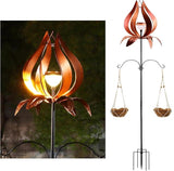 Solar Wind Spinner Outdoor Metal 83 Inch Windmill for Yard Garden Patio Decor Christmas Metal Yard Art Garden Easter Outdoor Decors Large Landscape Light with Shepherd Hooks Coconut Baskets