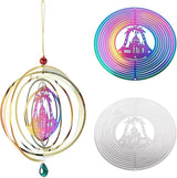 Stainless Steel Reflective Wind Spinners for Christmas Tree Decor 3D Christmas Bell Wind Chimes Gradient Etched Metal Embellishments for Outdoor Indoor Garden Hanging Decor 2Pcs