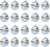Merrynine 30mm/1.18" 20pcs Crystal Prism Suncatcher for Windows Hanging, Clear Glass Crystal Sun Catcher Beads for Pendants Maker, Crystal Balls for Indoor Window, Feng Shui, Women Girl Gifts