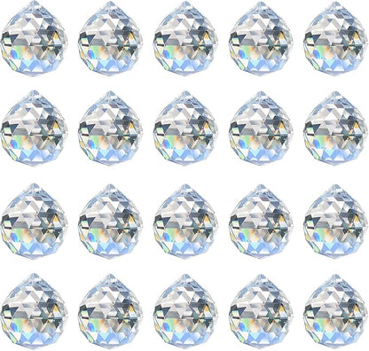 Merrynine 30mm/1.18" 20pcs Crystal Prism Suncatcher for Windows Hanging, Clear Glass Crystal Sun Catcher Beads for Pendants Maker, Crystal Balls for Indoor Window, Feng Shui, Women Girl Gifts
