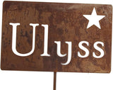 Classic Metal Garden Markers Clearance Items 20 to 33 Inches Tall (Ulyss with star 23", Naturally Rusted)