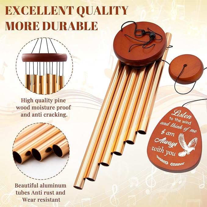 Wazzio Memorial Wind Chimes, 25" Sympathy Gifts for Loss of Loved One, Memorial Gifts for Loss of Mom Dad, Bereavement Gift Ideas for Garden Home Outdoors