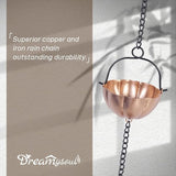 dreamysoul 9.4 FT Copper Rain Chain, Flower Rain Chains Gutters, Decorative Rain Chains Replacement Downspout for Gutters
