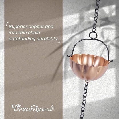 dreamysoul 9.4 FT Copper Rain Chain, Flower Rain Chains Gutters, Decorative Rain Chains Replacement Downspout for Gutters