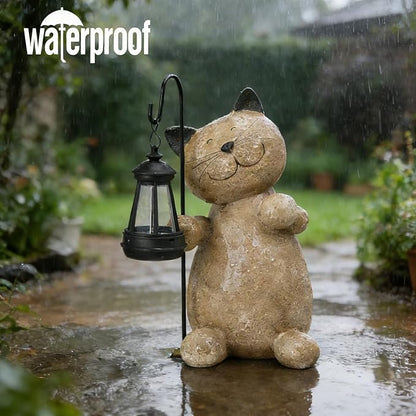 Braxio Solar Cat Garden Statue Decor - Standing Kitten Holding Lantern Weatherproof Resin Sculpture for Patio Yard Lawn Pathway Garden Gifts for Mom Grandma 9 x 5.5 x 11.6 Inch