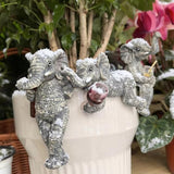 3-piece Fairy Garden Gnome Set, Beer-Drinking Gnome Resin Statue, Outdoor Decorative Item (Gray)