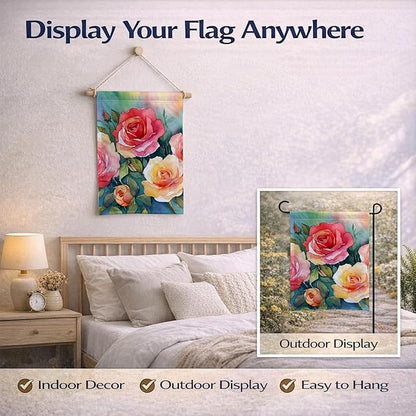 Caroline's Treasures Oklahoma Roses in Watercolor Garden Flag Mailbox Flag Decorative Yard Flag Banner Outside Patio Artwork Yard Flower Beds, Garden Size, Multicolor
