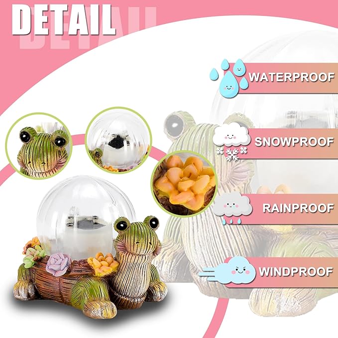 Mini Solar Turtle Statue Lights for Garden Decor with LED Outdoor Figurine Lighting Resin Succulent Tortoise Decorations for Patio Lawn Yard Home Valentine Mom Wowen Gifts