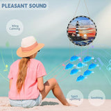 Sea Glass Fish Wind Chimes for Outside, Lighthouse Glass Windchimes Outdoors, Windchimes Outdoors Unique Suncatcher, Patio Beach Outdoor Home Garden Decor, Memorial Garden Christmas Decoration Gifts