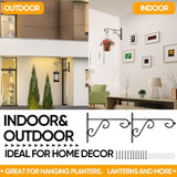 Hanging Plant Bracket Metal Wall Hook,Anti-Rust Indoor Outdoor Wall Hangers for Bird Feeders, Planters, Lanterns, Wind Chimes,Doorplate. (9 Inch, 2 Pcs)