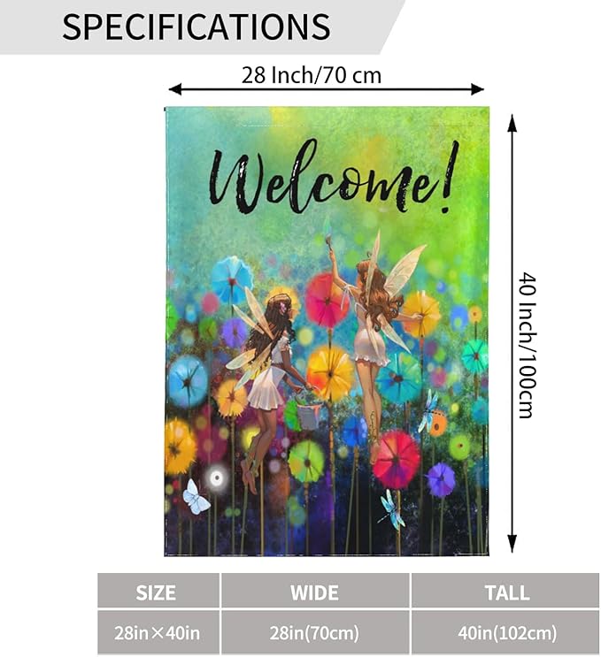 Welcome Garden Flag 28 X 40 In Outdoor Summer Spring Fairy Flowers Dragonfly Floral Mini Yard Flag House Flags Farmhouse Sign For Home Garden Decoration Banner