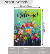 Welcome Garden Flag 28 X 40 In Outdoor Summer Spring Fairy Flowers Dragonfly Floral Mini Yard Flag House Flags Farmhouse Sign For Home Garden Decoration Banner