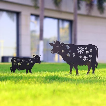 Cow Metal Stakes Garden Decor,Gifts for Women/Men/Cow Lovers,Black Silhouette Statues Outdside Decoration for Summer Garden Decor,Patio,Lawn,Backyard,Pathway,Forests,Walkway