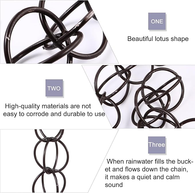 DOITOOL Copper Garden Rain Chain for Gutter Downspout 1m Decorative Drainage Rain Chain for Villa Roof Winter Outdoor Décor