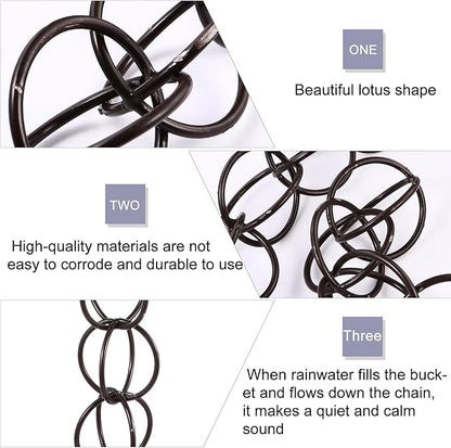 DOITOOL Copper Garden Rain Chain for Gutter Downspout 1m Decorative Drainage Rain Chain for Villa Roof Winter Outdoor Décor