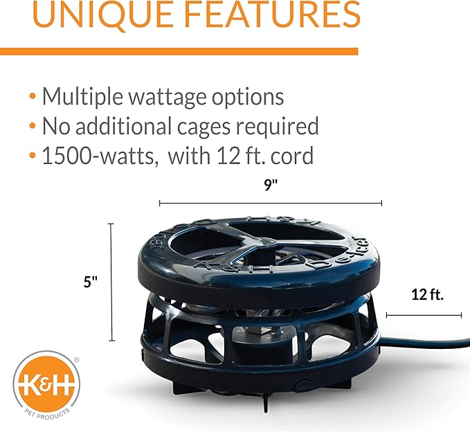 K&H Pet Products Pond Heater for Outdoor Ponds with Fish, Deluxe Thermo-Pond Perfect Climate Deicer, Winter Oxygen Exchange for Live Fish, Thermostatically Controlled, Safety Listed - 9in 1500W