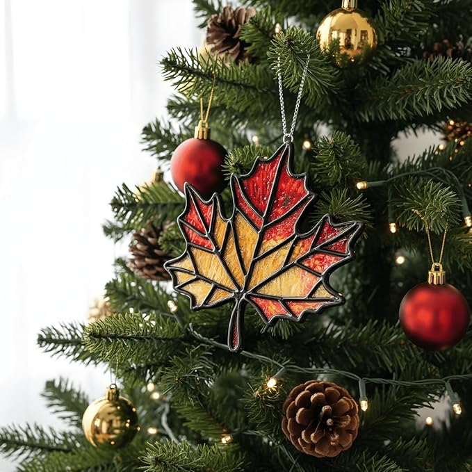 Maple Leaves Handmade Resin Suncatchers, Artisan Boho Sun Catcher Stained Glass Effect Window Hanging Garden Decor, Pendants Fall Decorations, Gift for Mother's Day Mom Grandma Wife Women