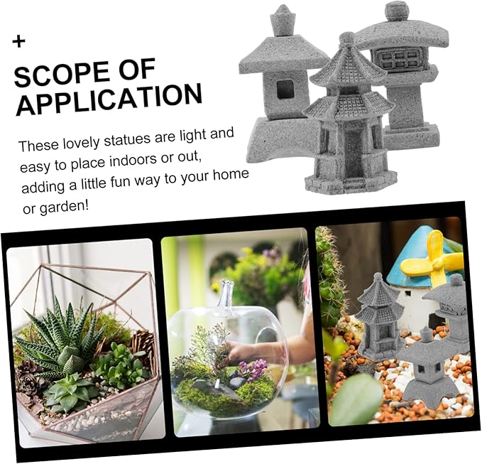 POPETPOP 3pcs Miniature Pavilion Statue Garden Decor for Bonsai Landscape Sandstone Garden Ornaments for Decoration