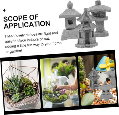 POPETPOP 3pcs Miniature Pavilion Statue Garden Decor for Bonsai Landscape Sandstone Garden Ornaments for Decoration