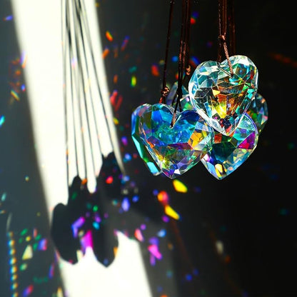 HDCRYSTALGIFTS 6pcs 50mm Crystal Heart Prism Suncatcher Window Sun Catchers Crystals Hanging Decorations Rainbow Maker Pendant Glass Ornaments for Valentine’s Day/Galentines Day