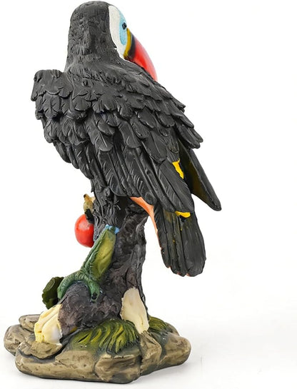 Toucan Outdoor Statue, Resin Garden Lawn Yard Decor Sculpture, Funny Figurine Ornament for Porch Patio Flower Bed Home Bookshelf or Tabletop