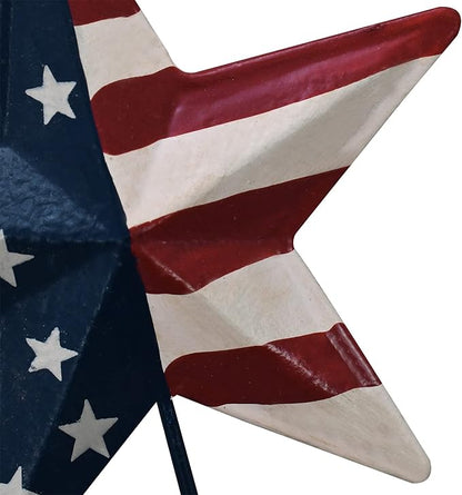 K KILIPES Metal Star Barn Yard Sign Garden Stake Decor for 4th of July, American Flag Patriotic Star Yard Stake Lawn Ornament Independence Day Memorial Day Outdoor Decorations (2, 12" H)