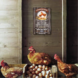 Funny Chicken Coop Signs for Outside - Metal Chicken Signs for Coop, Chicken Coop Rule Sign for Chicken Wall Yard, Farmhouse Fence Wall Deocr Accessories, Chicken Gifts for Women, 8 x 12 inch
