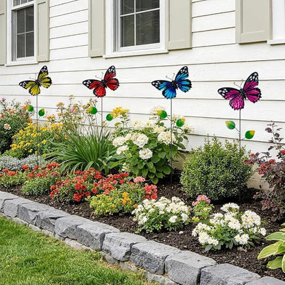 4 Pack Butterfly Decorative Garden Stakes,Metal Colorful Butterfly Garden Decor,Yard Art Spring Decor for Outdoor Porch Lawn Pathway