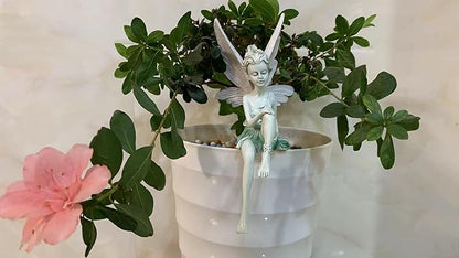 Fairy Garden Figurines Outdoor,Sitting Fairy Statues,Resin Garden Sculptures & Statues,Angel Figurines for Outside(White)