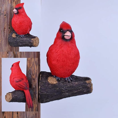 Tree Hugger Cardinal, Garden Statues Resin Large Red Bird Garden Peeker Decor Figurine Hanging Tree Face Sculpture Yard Ornaments
