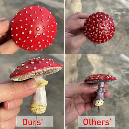 OwMell Glow in The Dark Mushroom, Set of 3 Mushroom Decor Decorations for Garden Yard, Mushroom Tree Decorations Outdoor, Mushroom Statue Figurines, Fairy Garden Decor Accessories - Garden Stakes