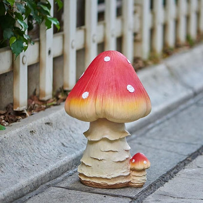 Mushroom Decor Fairy Garden Accessories - Outdoor Garden Decor Mushrooms Ornament for Garden Decoration Garden Gnome's Favorite Mushroom Statues (12.2” Red)