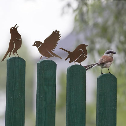 5PCS Rusty Metal Birds Decoration,Outdoor Fence Yard Decor,Metal Birds Craft Statue Ornaments for Yard Art,Garden Decor