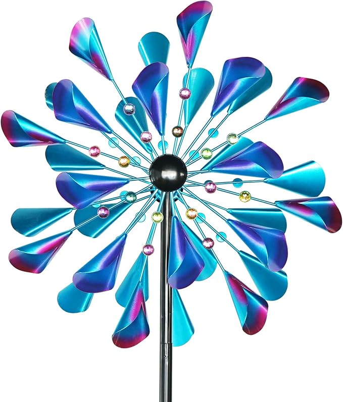 Decoroca Wind Spinner Choice for Families - 72in Large Outdoor Metal Wind Spinners - Pretty Outdoor Decor Birthday Loves - 21" W x 72" H (Double Blades)