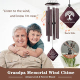 Sympathy Gifts for Loss of Grandfather, 32" Memorial Wind Chimes for Loss of Grandpa, Loss of Grandpa Sympathy Gift, Condolence Gifts in Memory of a Loved Grandpa