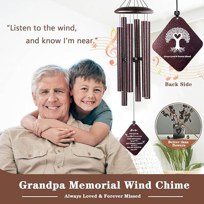 Sympathy Gifts for Loss of Grandfather, 32" Memorial Wind Chimes for Loss of Grandpa, Loss of Grandpa Sympathy Gift, Condolence Gifts in Memory of a Loved Grandpa