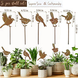 5PCS Rusty Birds Decoration Garden Stakes,Metal Birds Garden Decor for Outside,Rustic Wren Bed Decorations,Bird Lover Gifts for Women Mom Grandma Wife,Outdoor and Yard Art, Lawn Ornaments