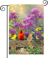 Cardinal Garden Flag Welcome Spring Double Sided Small Burlap Yard Flags Outside Outdoor Decorations 12x18 Inch