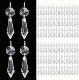 100PCS Premium Clear Crystal Glass Drops 2.4" - Multi-Purpose Hanging Prisms Bulk for Holiday Party/Home/Window Decoration/Chandelier Replacement Parts