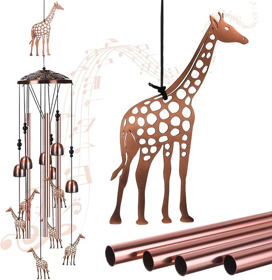 Briwooody Giraffe Wind Chimes for Outside Giraffe Gifts for Women Mom Metal Wind Chimes Memorial Birthday Decor for Outdoors Patio Garden Porch Yard Home Decoration