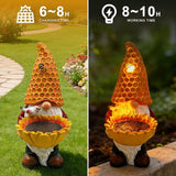 Sunflower Gnome Statue with Solar LED Lights, Solar Powered Garden Gnome for Outdoor Decor, Auto On/Off Waterproof Yard, Patio, Lawn Ornament, Unique Gift for Mother’s Day & Housewarming