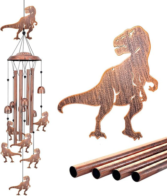 Dinosaur Wind Chimes for Outside,Dinosaur Gifts for Adults Men Women/Memorial/Birthday Metal windchimes Outdoors/Indoors,Garden,Patio,Home,Porch,Yard Decoration