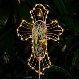 Solar Lights Garden Backyard Decor Outdoor,Angel Figurine Waterproof Light Cross Stake,Housewarming Yard Patio Pathway Lawn Ornaments Ideas for Gardening Mother Grandma