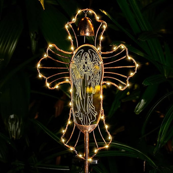 Solar Lights Garden Backyard Decor Outdoor,Angel Figurine Waterproof Light Cross Stake,Housewarming Yard Patio Pathway Lawn Ornaments Ideas for Gardening Mother Grandma