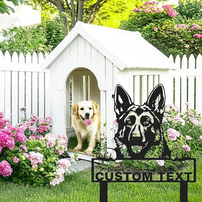 Personalized German Shepherd Garden Sign Yard Decorations | Customized Custom Dog House Decor Garden Name Sign Yard Stake Metal Lawn Art, Address Plaque Outdoor Gardening Gift for Dog Lover