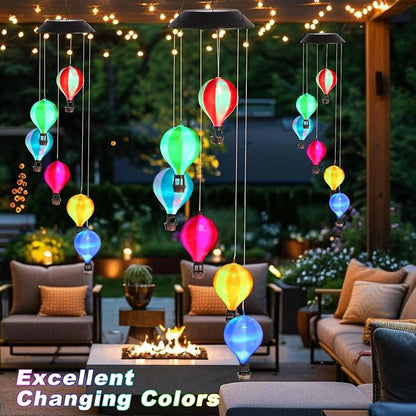 Solar Wind Chimes for Outside, Color Changing Hot Air Balloon Wind Chimes Solar Lights for Outside Garden Outdoor Patio Décor, Gifts for Mom Birthday Gifts for Women Grandma Wife Friend